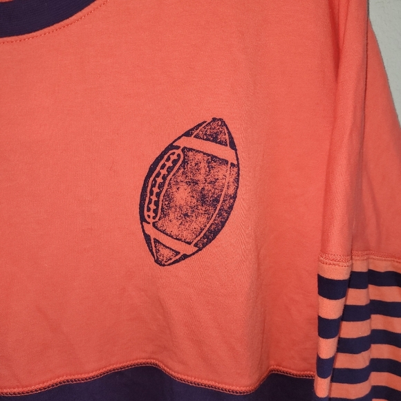 Crown Ivy Shirt Women M OrangeNavy Game Day Long‎ Sleeve French Terry Tee - Picture 3 of 13